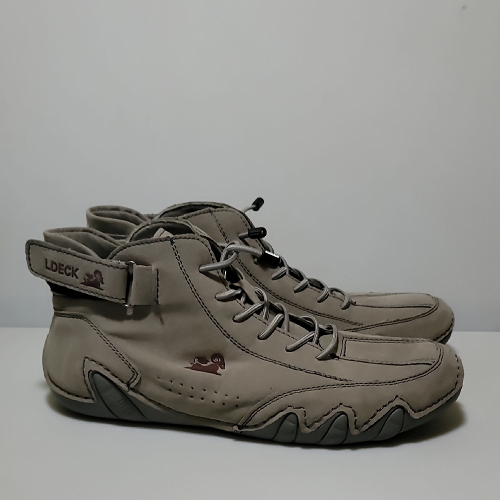 L Deck Men’s Taupe Leather Lace-Up Shoes AUS 38, Approx US 8